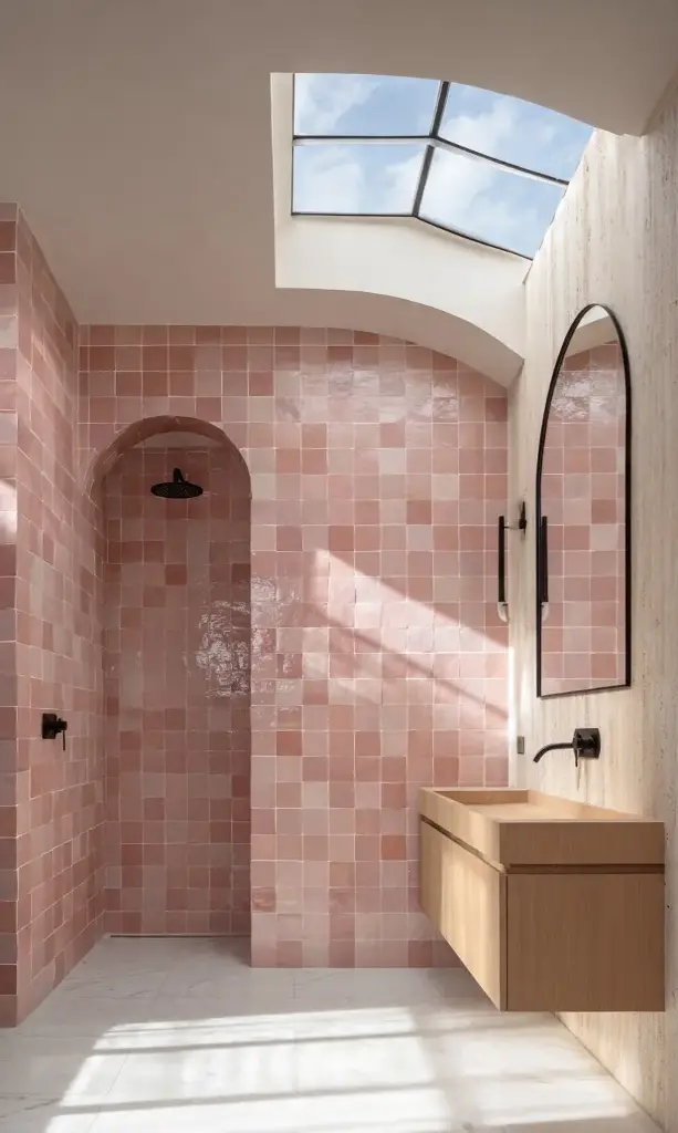 The Fassi Heritage Moroccan Old Pink Zellige – Authentic Hand-Chiseled Glazed Terracotta Tiles (10x10 cm)