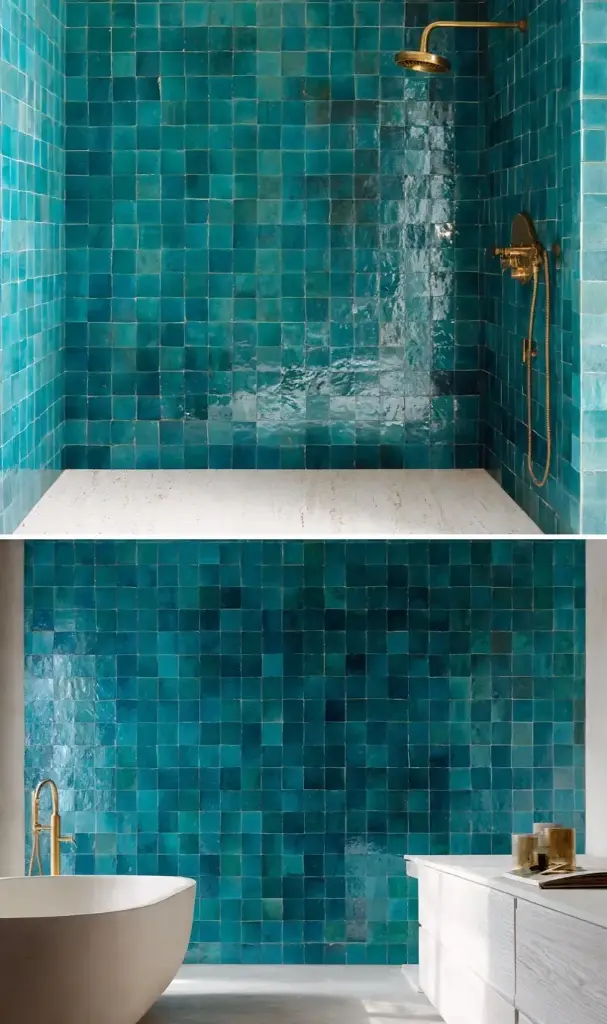 The Fassi Imperial Turquoise Blue Micro-Zellige – Authentic Hand-Chiseled 5x5 cm Glazed Mosaics (30x30 cm Mesh Sheets)