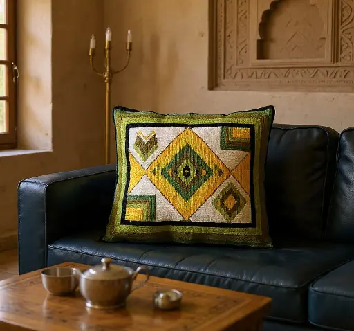 [Dar Maalma 22] The Remembrance Cushion – Cross-Stitch Silk Sabra on Structured "Kiriya" Canvas