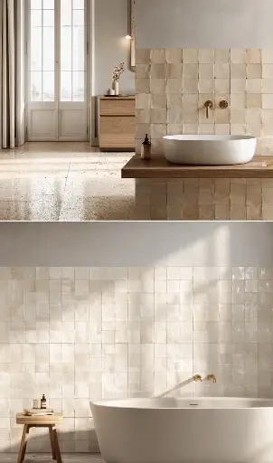 [Imperial Fez Zellige 10] The Fassi Alabaster Ivory Micro-Zellige – Authentic Hand-Chiseled 5x5 cm Glazed Mosaics
